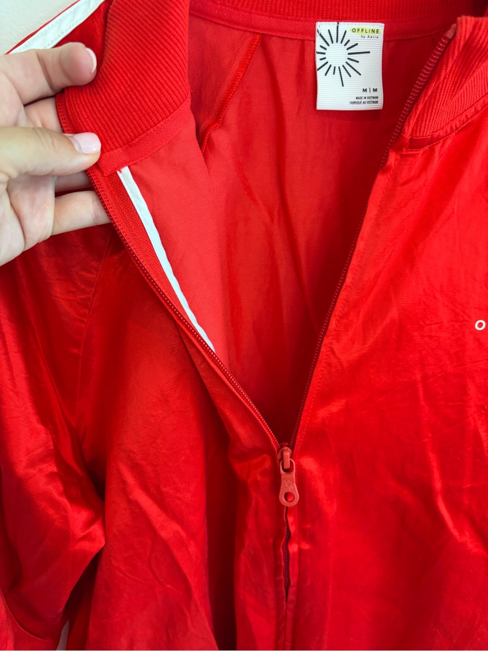 Offline by Aerie You’Re a Winner Satin Track Jacket in Red - Women's Size Medium - Picture 8 of 14